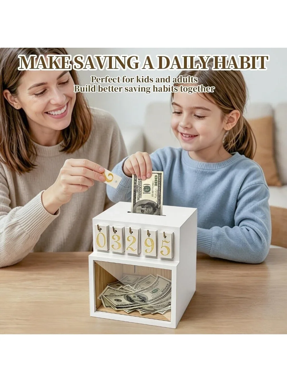Counting & Challenge Bank Money Box with Lock – Track Savings Goals